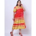 Generic Women's Crepe Printed Knee Length Fit and Flare Dress (Multicolor) - Image 4