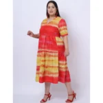 Generic Women's Crepe Printed Knee Length Fit and Flare Dress (Multicolor) - Image 5