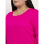 Generic Women's Crepe Solid Knee Length Fit and Flare Dress (Pink) - Image 3