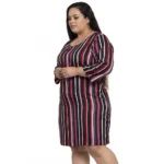 Generic Women's Crepe Printed Strip Knee Length Fit and Flare Dress (Multicolor) - Image 6