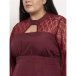 Generic Women's Crepe Solid Knee Length Fit and Flare Dress (Brown) - Image 3