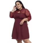 Generic Women's Crepe Solid Knee Length Fit and Flare Dress (Brown) - Image 6