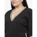 Generic Women's Crepe Solid Knee Length Fit and Flare Dress (Black) - Image 4