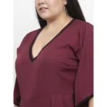 Generic Women's Crepe Solid Knee Length Fit and Flare Dress (Brown) - Image 4