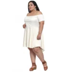 Generic Women's Hojri Solid Knee Length Fit and Flare Dress (Off White) - Image 6