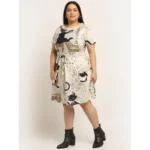 Generic Women's Crepe Printed Knee Length Fit and Flare Dress (Multi) - Image 3