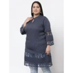 Generic Women's Crepe Solid Knee Length Fit and Flare Dress (Grey) - Image 6