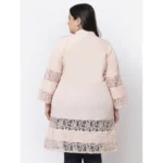 Generic Women's Crepe Solid Knee Length Fit and Flare Dress (Beige) - Image 2