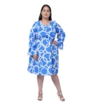 Generic Women's Crepe Printed Knee Length Fit and Flare Dress (Multicolor)