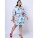 Generic Women's Crepe Printed Knee Length Fit and Flare Dress (Multicolor) - Image 3