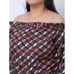 Generic Women's Crepe Printed Knee Length Fit and Flare Dress (Multicolor) - Image 4