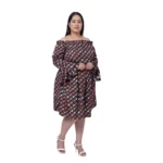 Generic Women's Crepe Printed Knee Length Fit and Flare Dress (Multicolor) - Image 6