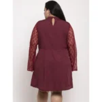 Generic Women's Crepe Solid Knee Length Fit and Flare Dress (Brown) - Image 2