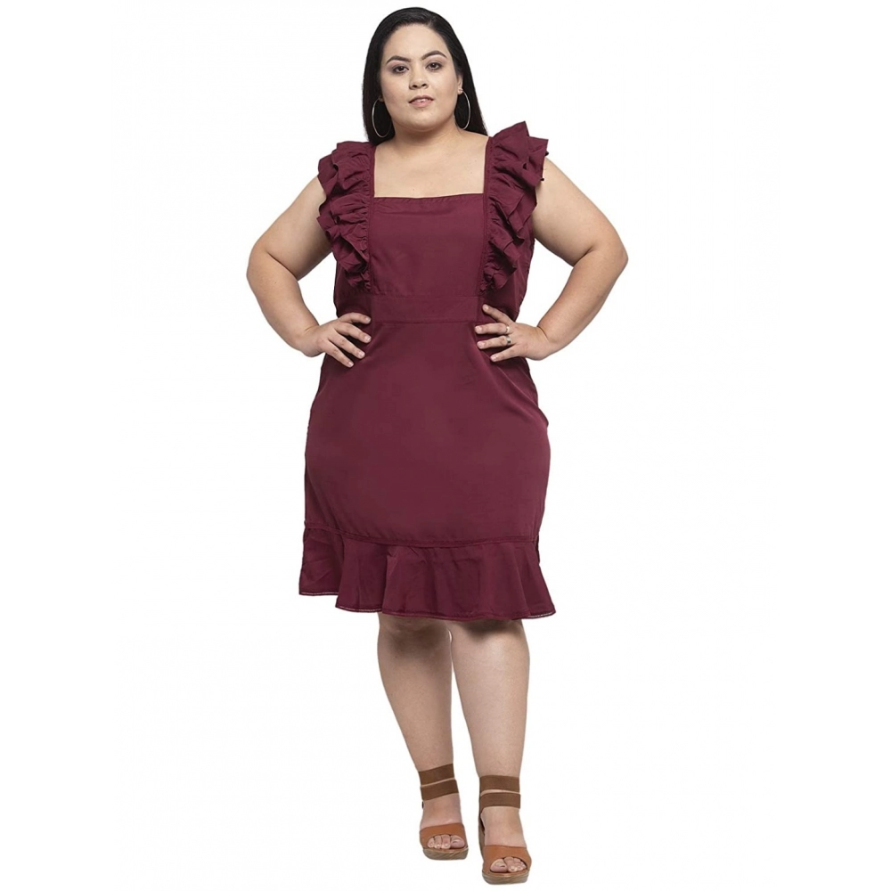 52336140855_5a0e6a0c60_o_d-1000x1000-1.webp Generic Women's Crepe Solid Knee Length Fit and Flare Dress (Brown) - Image 1