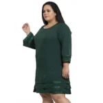 Generic Women's Crepe Solid Knee Length Fit and Flare Dress (Green) - Image 6