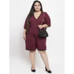 Generic Women's Crepe Solid Knee Length Fit and Flare Dress (Brown) - Image 3