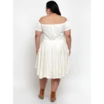 Generic Women's Hojri Solid Knee Length Fit and Flare Dress (Off White) - Image 2
