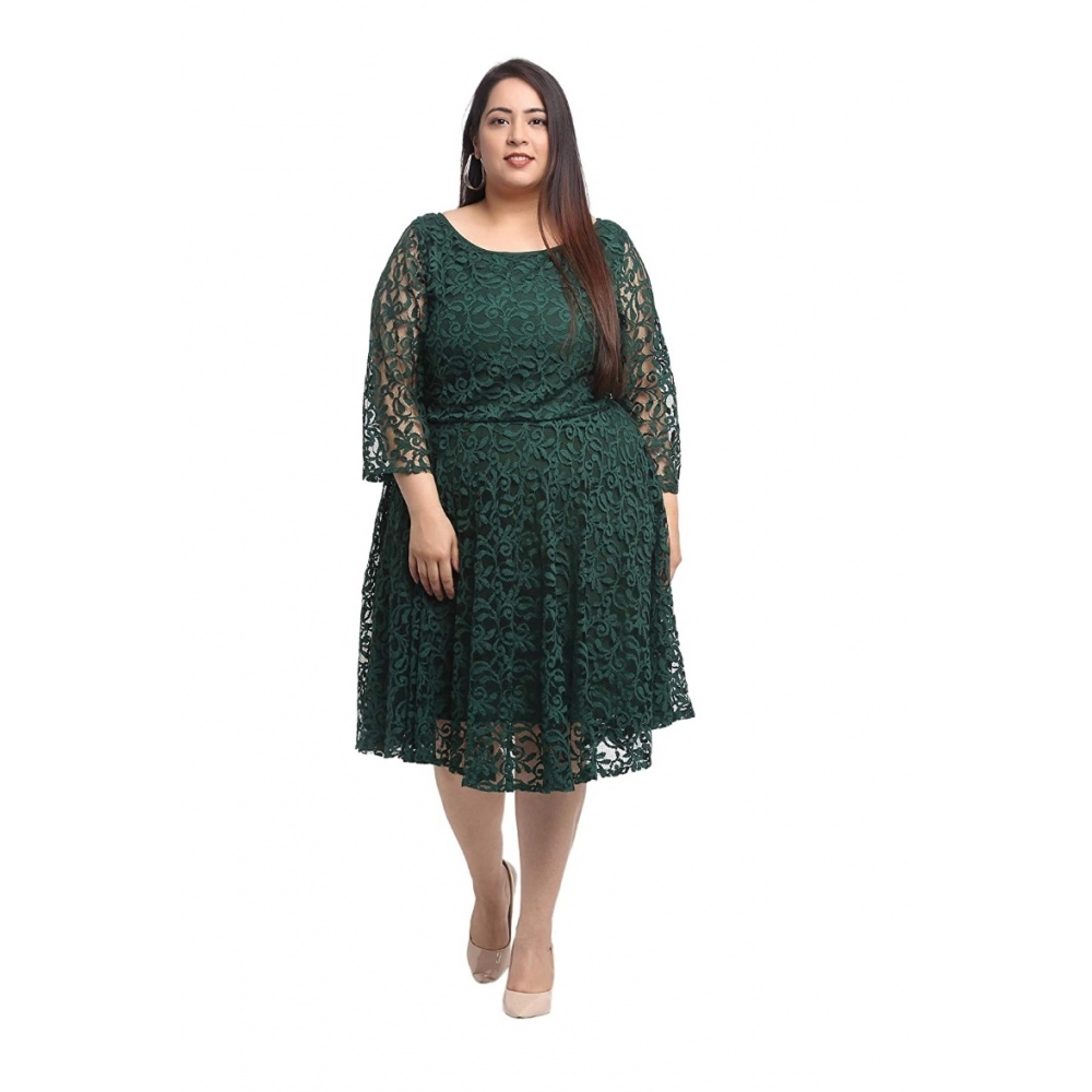 52336154235_87b0bea77b_o_d-1000x1000-1.webp Generic Women's Net Solid Knee Length Fit and Flare Dress (Botal Green) - Image 1