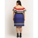 Generic Women's Crepe Printed Knee Length Fit and Flare Dress (Multi) - Image 2