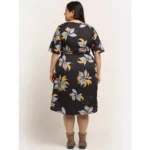 Generic Women's Crepe Printed Knee Length Fit and Flare Dress (Multi) - Image 2