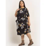 Generic Women's Crepe Printed Knee Length Fit and Flare Dress (Multi) - Image 3