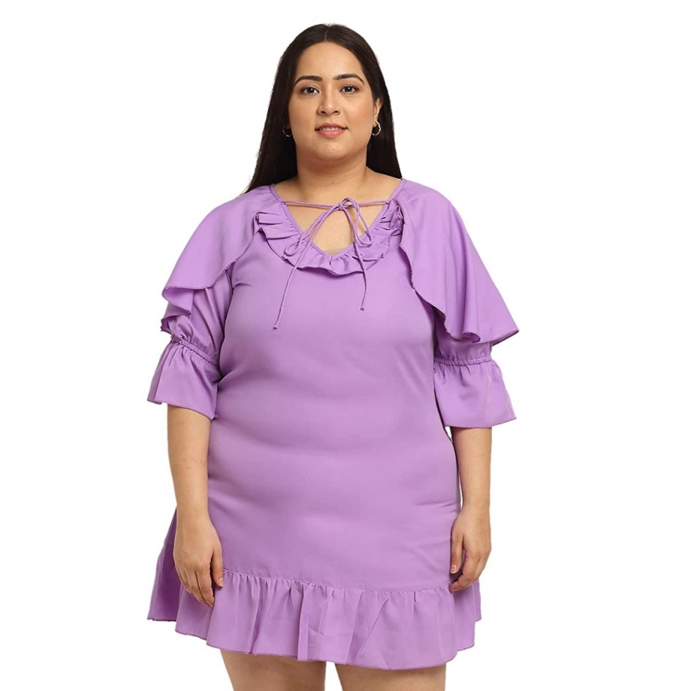 52336162320_d408c4ce1b_o_d-1000x1000-1.webp Generic Women's Crepe Solid Knee Length Fit and Flare Dress (Purpal) - Image 1