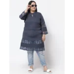 Generic Women's Crepe Solid Knee Length Fit and Flare Dress (Grey) - Image 3