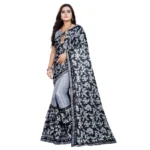 Elegant Grey Lycra Blend Saree with Mirror Work Blouse