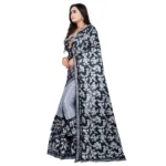 Generic Women's Lycra Blend Saree with Blouse (Grey, 5-6 Mtrs) - Image 3