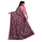 Generic Women's Lycra Blend Saree with Blouse (Pink, 5-6 Mtrs) - Image 2