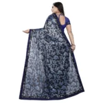 Generic Women's Lycra Blend Saree with Blouse (Blue, 5-6 Mtrs) - Image 2