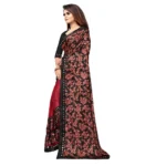 Generic Women's Lycra Blend Saree with Blouse (Red, 5-6 Mtrs) - Image 3