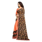 Generic Women's Lycra Blend Saree with Blouse (Orange, 5-6 Mtrs) - Image 3