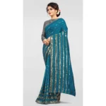 Generic Women's Vichitra Saree with Blouse (Rama, 5-6 Mtrs) - Image 3