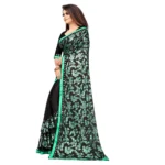 Generic Women's Lycra Blend Saree with Blouse (Green, 5-6 Mtrs) - Image 3