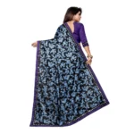 Generic Women's Lycra Blend Saree with Blouse (Blue, 5-6 Mtrs) - Image 2