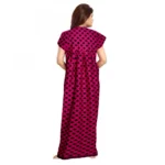 Generic Women's Cotton Printed Maxi Nighty (Pink) - Image 3