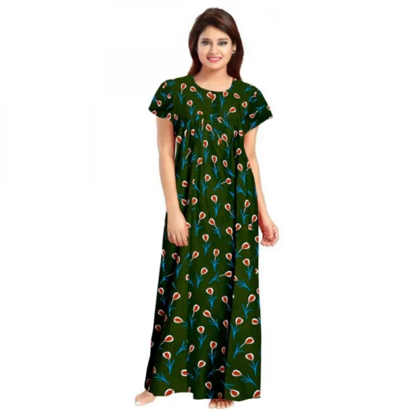 Women's Green Cotton Nighty