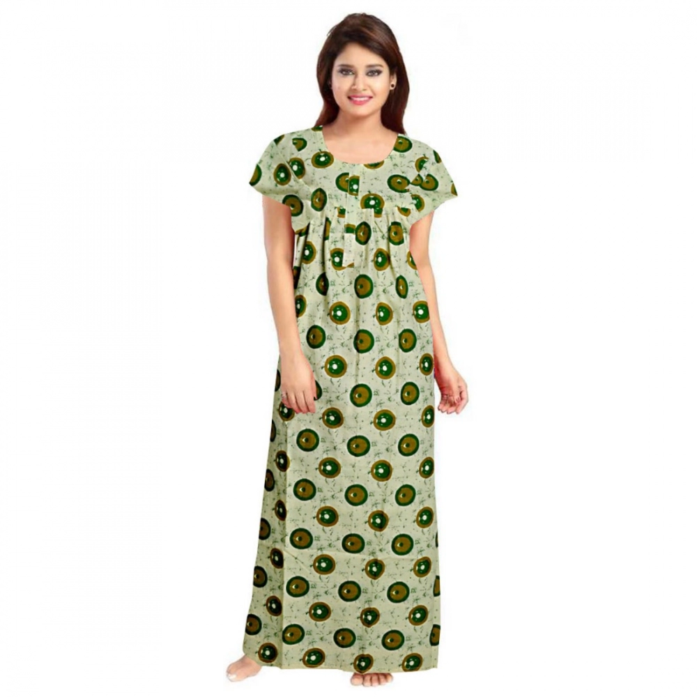 Women's Green Cotton Nighty