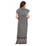 Generic Women's Cotton Printed Maxi Nighty (Black) - Image 3