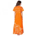 Generic Women's Cotton Printed Maxi Nighty (Orange) - Image 3