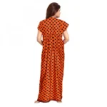 Generic Women's Cotton Printed Maxi Nighty (Orange) - Image 3