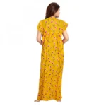 Generic Women's Cotton Printed Maxi Nighty (Yellow) - Image 3