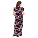 Generic Women's Cotton Printed Maxi Nighty (Wine) - Image 3