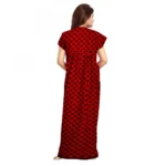 Generic Women's Cotton Printed Maxi Nighty (Red) - Image 3