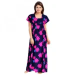 Generic Women's Cotton Printed Maxi Nighty (Pink) - Image 3