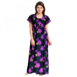 Pink Printed Cotton Women's Maxi Nighty