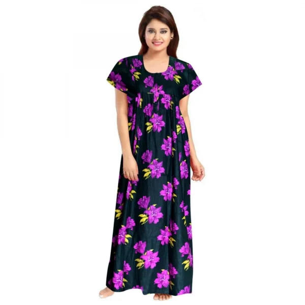 Pink Printed Cotton Women's Maxi Nighty