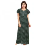 Green Floral Cotton Maxi Nighty for Women