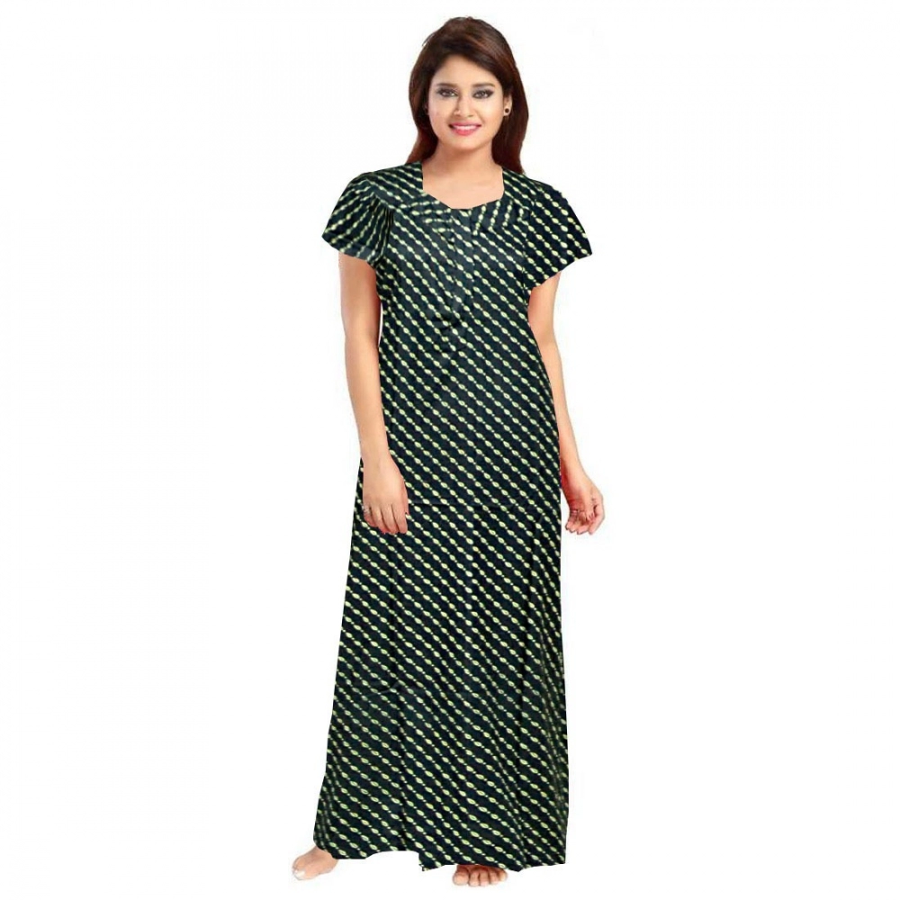 Green Floral Cotton Maxi Nighty for Women
